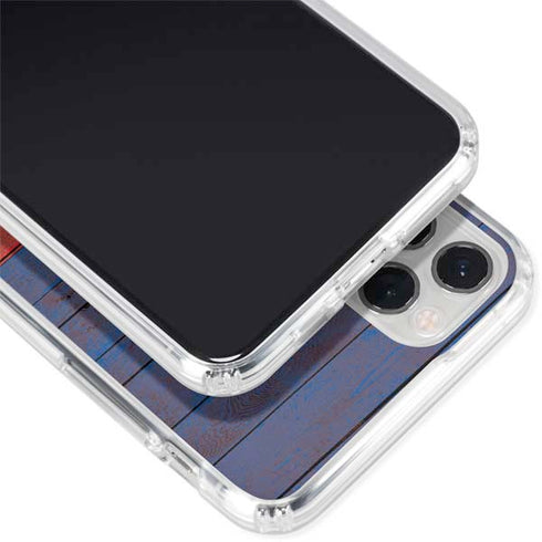 Haiti Flag Dark Wood iPhone 11 Pro Clear Case